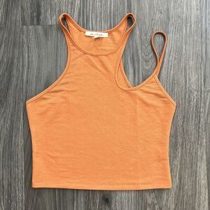 Et Clet Asymmetrical High Neck Sleeveless Orange Tank Top Size Medium